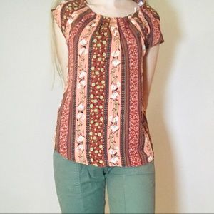 Lauren Conrad Brand New Short Sleeve Tie Blouse